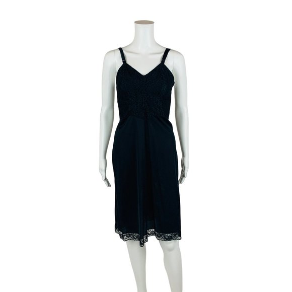 Vintage 50s Black Lace Slip Su-lette by Superior Nylon Lingerie
